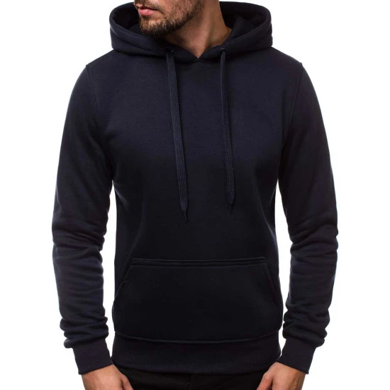 Tamsiai mėlynos spalvos vyriškas džemperis su gobtuvu Buvoli JS/2009