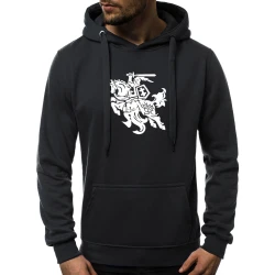 Juodos spalvos vyriškas džemperis su gobtuvu Vytis