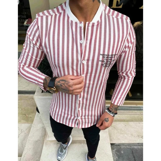 Akcija Vyriški dryžuoti raudoni marškiniai Banol DX1906