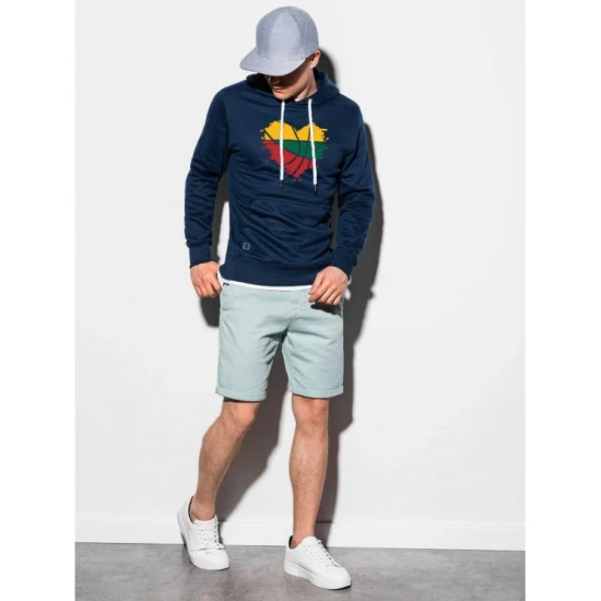 Vyriškas tamsiai mėlynos spalvos džemperis su gobtuvu LTU B979