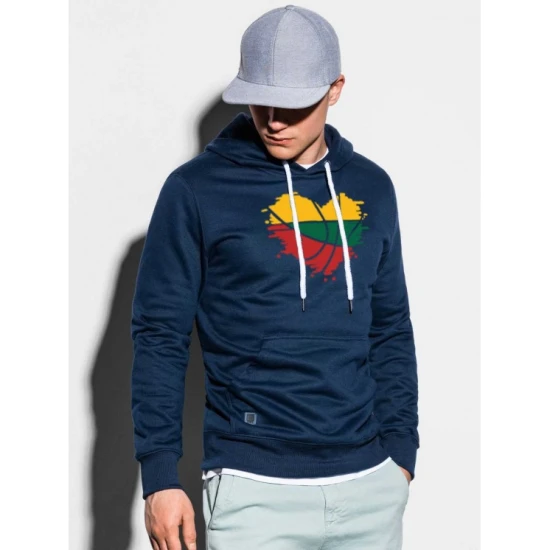 Vyriškas tamsiai mėlynos spalvos džemperis su gobtuvu LTU B979