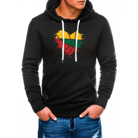 Vyriškas juodos spalvos džemperis su gobtuvu LTU B979