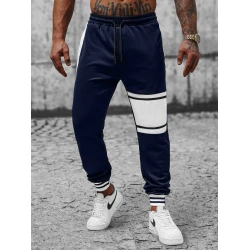 Tamsiai mėlynos laisvalaikio kelnės vyrams Bomet