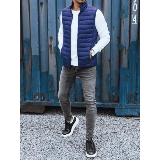 Vyriška tamsiai mėlyna dygsniuota liemenė Mamor TX4124