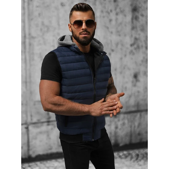 Tamsiai mėlyna liemenė su gobtuvu Naron Liemenės