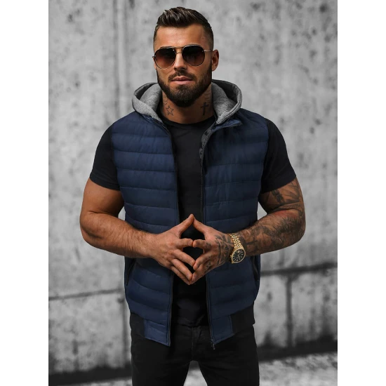 Tamsiai mėlyna liemenė su gobtuvu Naron Liemenės