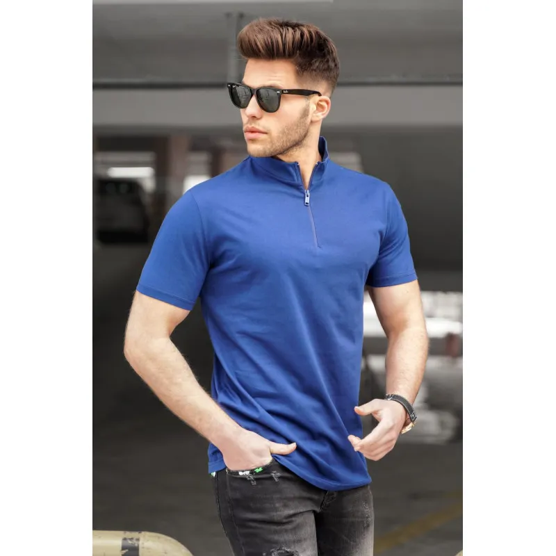 Vyriški vienspalviai mėlyni marškinėliai Galon PK5282 Premium