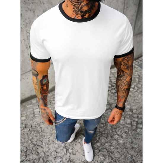 Vyriški balti marškinėliai Manter Vienspalviai marškinėliai