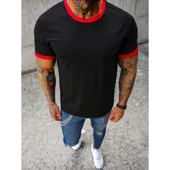 Vyriški juodi marškinėliai Manter Vienspalviai marškinėliai