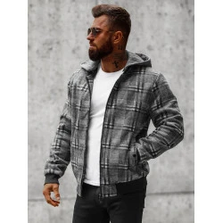 Tamsiai pilka marškinių tipo vyriška striukė su gobtuvu Rori