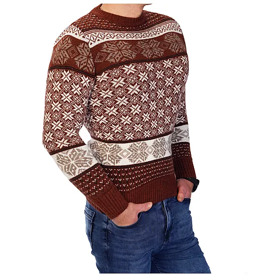 Vyriškas bordo Kalėdinis megztinis Snowflake h4044 Premium