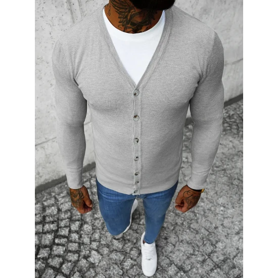 Pilkas vyriškas susegamas sagoms megztinis Otom NB/MM6006/2