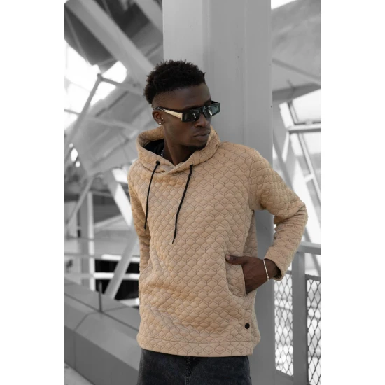 Rusvas megztinis su gobtuvu Rombas PK3028