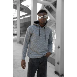 Pilkas megztinis su gobtuvu Rombas