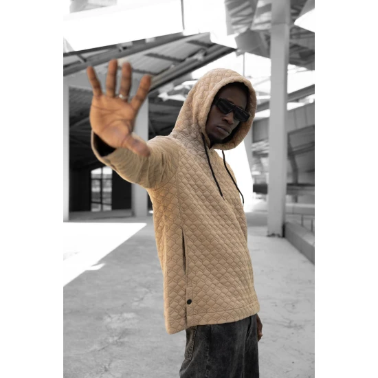 Rusvas megztinis su gobtuvu Rombas PK3028