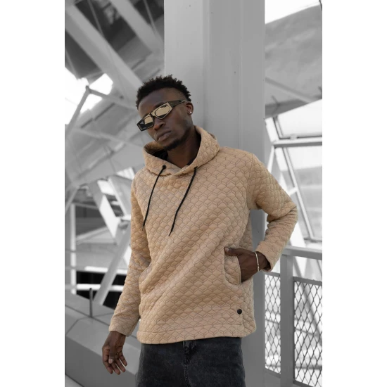 Rusvas megztinis su gobtuvu Rombas PK3028