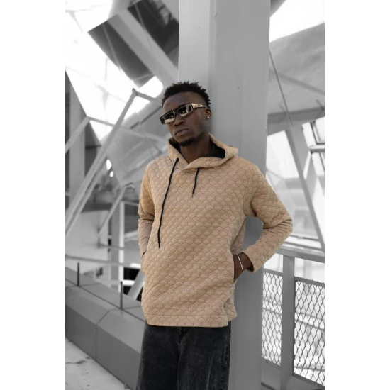 Rusvas megztinis su gobtuvu Rombas PK3028