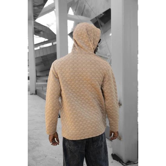 Rusvas megztinis su gobtuvu Rombas PK3028