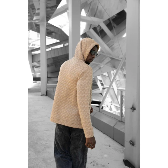 Rusvas megztinis su gobtuvu Rombas PK3028