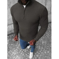 Tamsiai pilkas megztinis su užtrauktuku iki pusės Makar