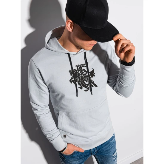 Pilkos spalvos džemperis su gobtuvu Vytis B1154 Premium