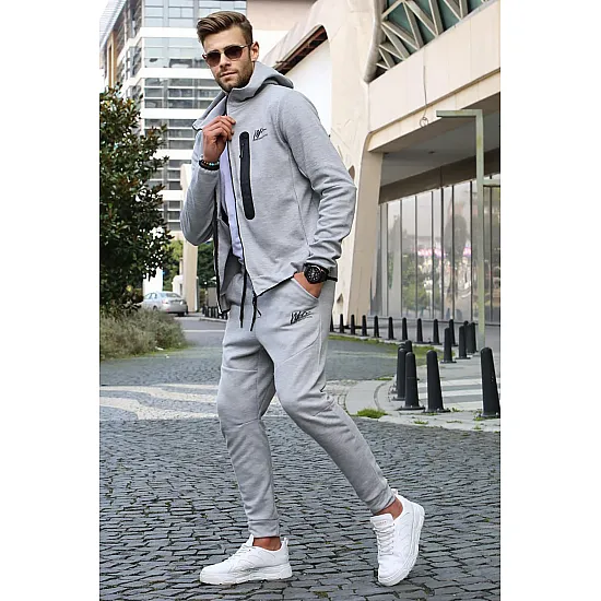 Pilkos spalvos vyriškas sportinis komplektas Turek PK5705