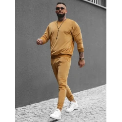 Veliūrinis vyriškas rudas laisvalaikio komplektas Kafil