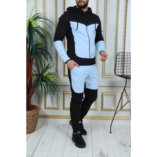 Vyriškas sportinis komplektas juodas - šviesiai mėlyna Rener PK3006 Premium