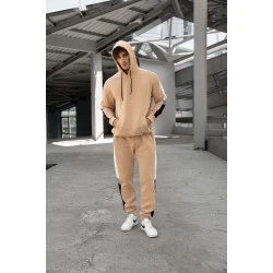 Smėlio spalvos vyriškas komplektas su balta juostele Core