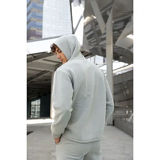 Light Grey men's hooded set Agero PK3024 Premium