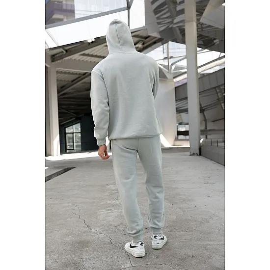 Light Grey men's hooded set Agero PK3024 Premium