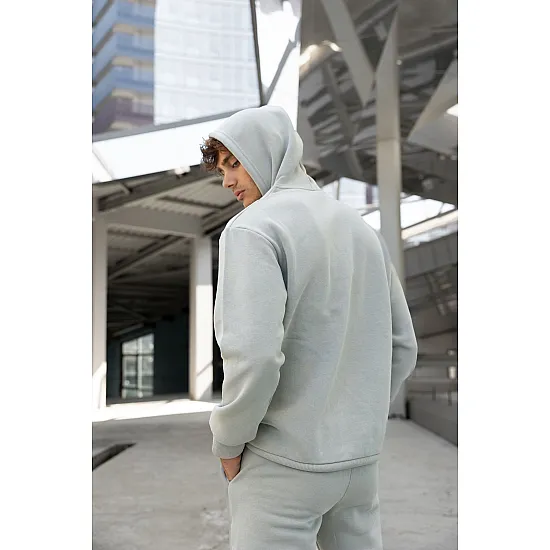 Light Grey men's hooded set Agero PK3024 Premium