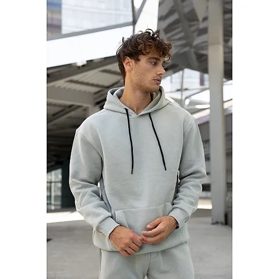 Light Grey men's hooded set Agero PK3024 Premium