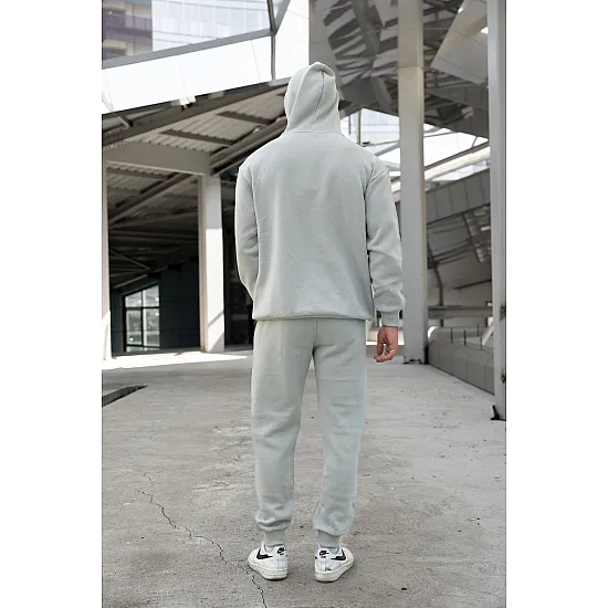 Light Grey men's hooded set Agero PK3024 Premium
