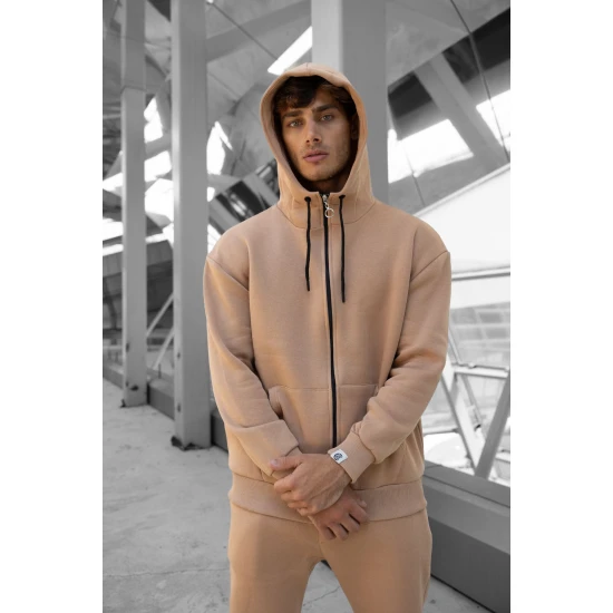 Šviesiai rudas komplektas su gobtuvu Zipos PK3025 Premium