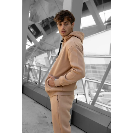 Šviesiai rudas komplektas su gobtuvu Zipos PK3025 Premium