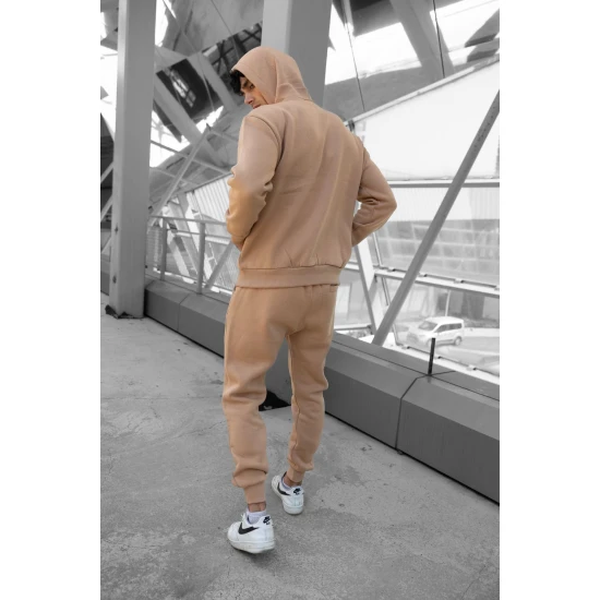 Šviesiai rudas komplektas su gobtuvu Zipos PK3025 Premium