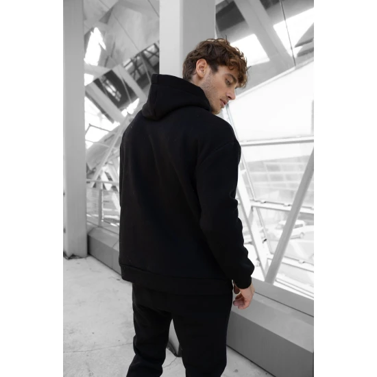 Juodas vyriškas komplektas su gobtuvu Zipos PK3025 Premium