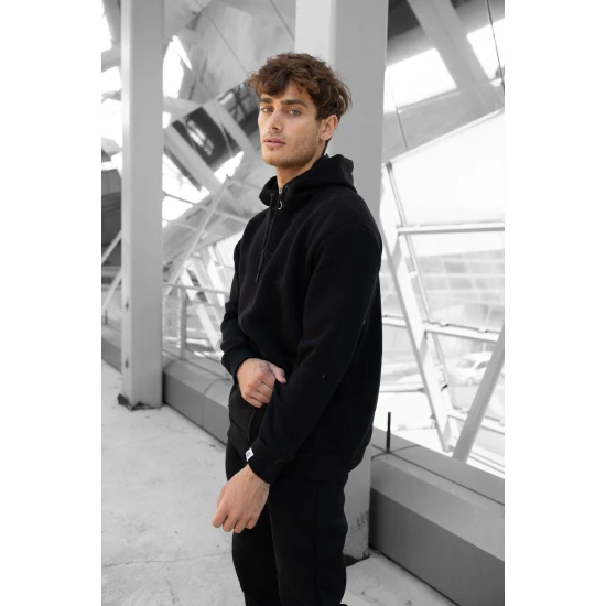 Juodas vyriškas komplektas su gobtuvu Zipos PK3025 Premium