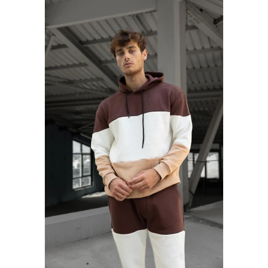 Trijų spalvų vyriškas rudas sportinis kostiumas One PK3020 Premium