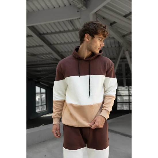 Trijų spalvų vyriškas rudas sportinis kostiumas One PK3020 Premium