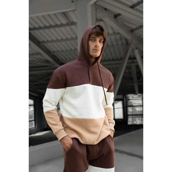 Trijų spalvų vyriškas rudas sportinis kostiumas One PK3020 Premium