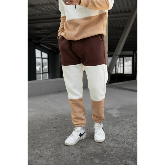 Trijų spalvų vyriškas rudas sportinis kostiumas One PK3020 Premium