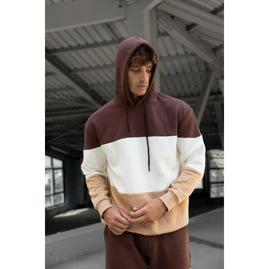 Trijų spalvų vyriškas rudas sportinis kostiumas One PK3020 Premium