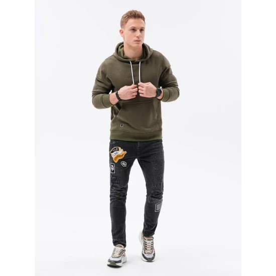 Vyriškas chaki spalvos džemperis su gobtuvu Luna B979