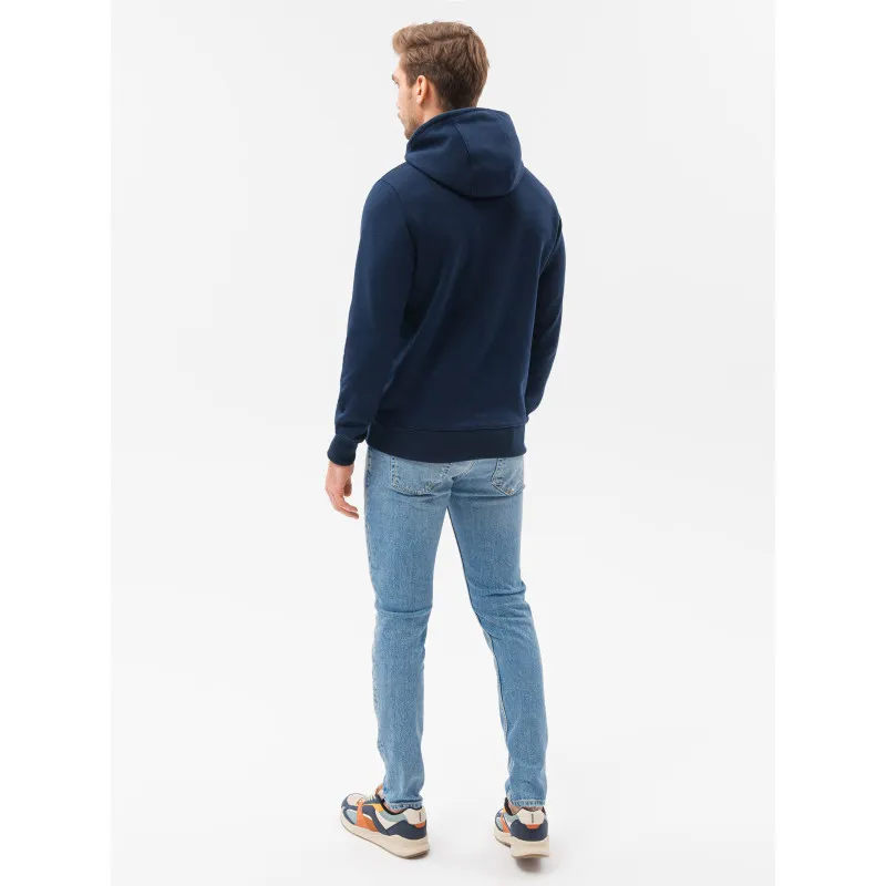 Men's dark blue hooded jumper Luna B979
