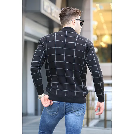 Juodas vyriškas megztinis aukštu kaklu Karter PK5796 Premium