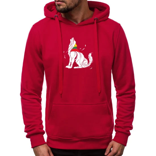 Bordo spalvos vyriškas džemperis su gobtuvu Vilkas JS/2009