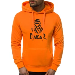 Oranžinis/juodas vyriškas džemperis su gobtuvu Dakar