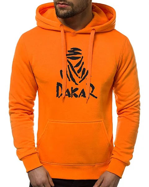 Oranžinis/juodas vyriškas džemperis su gobtuvu Dakar